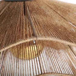 Lampa sufitowa Khed z juty i żelaza w kolorze naturalnym, 50 x 50 x 25 cm