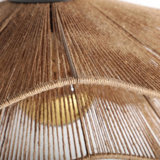 Lampa sufitowa Khed z juty i żelaza w kolorze naturalnym, 50 x 50 x 25 cm
