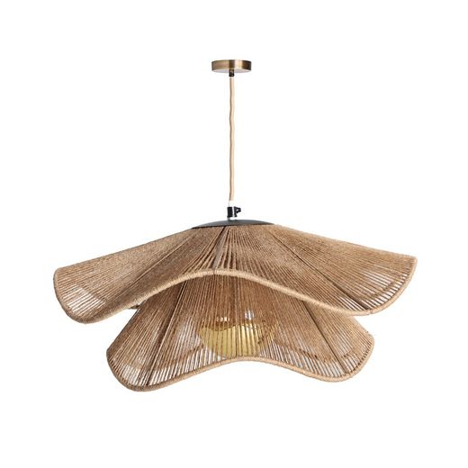 Lampa sufitowa Khed z juty i żelaza w kolorze naturalnym, 50 x 50 x 25 cm