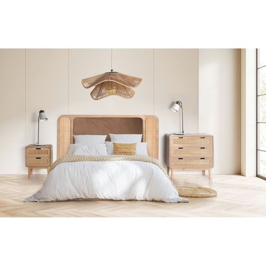 Lampa sufitowa Khed z juty i żelaza w kolorze naturalnym, 50 x 50 x 25 cm