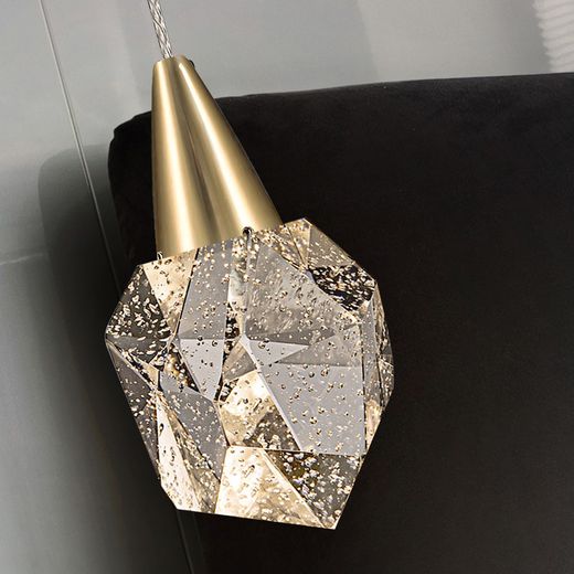 Φωτιστικό οροφής LED κρύσταλλο και χρυσό μεταλλικό, Ø 12 x 35 cm | Ενυδρείο