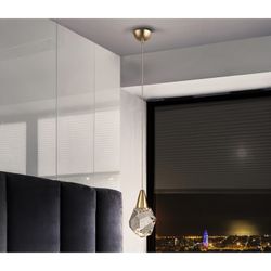 Φωτιστικό οροφής LED κρύσταλλο και χρυσό μεταλλικό, Ø 12 x 35 cm | Ενυδρείο