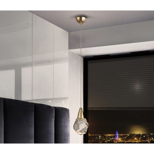 Φωτιστικό οροφής LED κρύσταλλο και χρυσό μεταλλικό, Ø 12 x 35 cm | Ενυδρείο