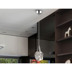 LED loftslampe i glas og sølv i metal, Ø 12 x 35 cm | Akvarier