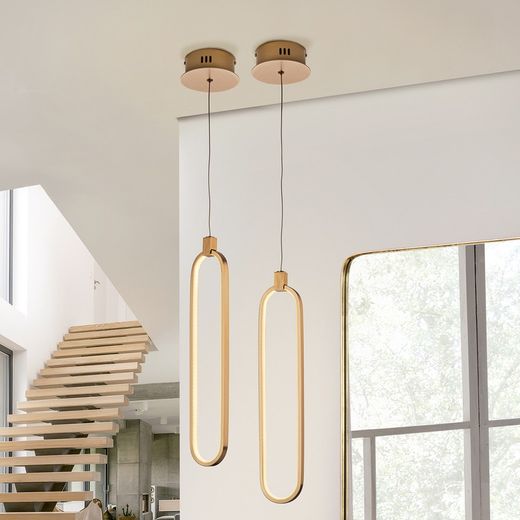 Led Μεταλλικό Φωτιστικό Οροφής Colette Rose Gold, Ø13x49cm