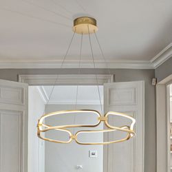 Metalowa lampa sufitowa Led Colette różowe złoto, Ø60x10cm