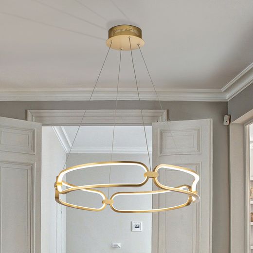 Metalowa lampa sufitowa Led Colette różowe złoto, Ø60x10cm