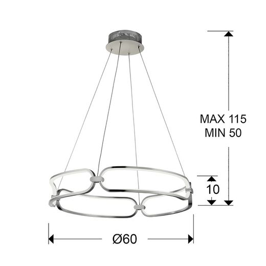 Colette Silver Led Metal Ceiling Lamp, Ø60x10cm