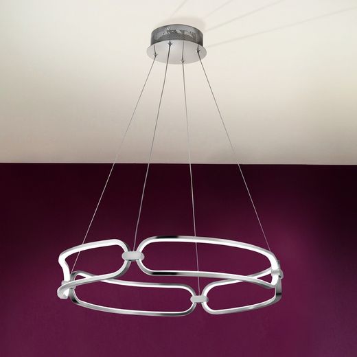 Colette Silver Led Metal Ceiling Lamp, Ø60x10cm