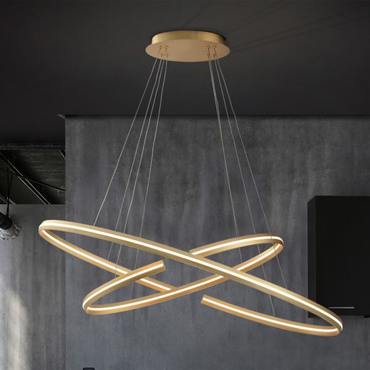 Ellipse Gold Metal Led Taklampa, 120x60x105cm