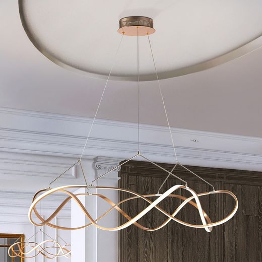 Μεταλλικό Φωτιστικό Οροφής Led Molly Rose Gold, Ø110x38cm