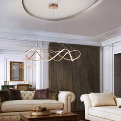 Μεταλλικό Φωτιστικό Οροφής Led Molly Rose Gold, Ø110x38cm