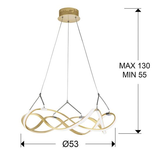 Metal Led Ceiling Lamp Molly Rose Gold, Ø53x22cm