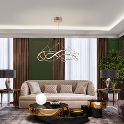 Μεταλλικό Φωτιστικό Οροφής Led Molly Rose Gold, Ø80x30cm