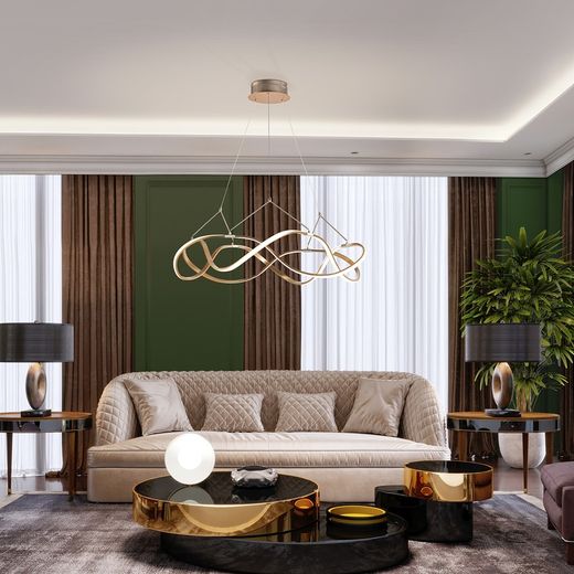 Μεταλλικό Φωτιστικό Οροφής Led Molly Rose Gold, Ø80x30cm