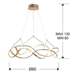 Μεταλλικό Φωτιστικό Οροφής Led Molly Rose Gold, Ø80x30cm