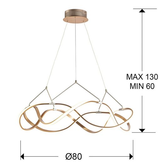 Metalen Led Plafondlamp Molly Rose Gold, Ø80x30cm