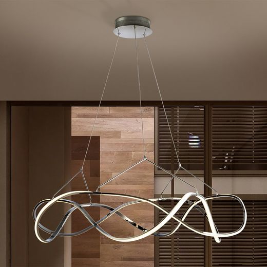 Plafonnier Led en Métal Molly Argenté, Ø110x38cm
