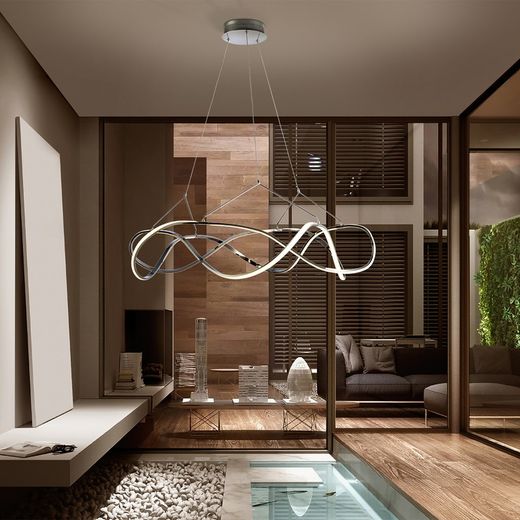 Plafonnier Led en Métal Molly Argenté, Ø110x38cm