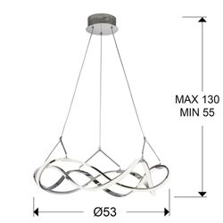 Led Ceiling Lamp in Silver Molly Metal, Ø53x22cm
