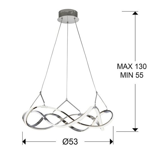 Led Ceiling Lamp in Silver Molly Metal, Ø53x22cm