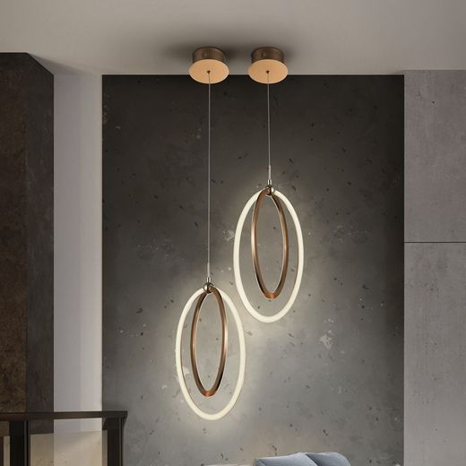 Ocellis Rose Gold Led Μεταλλικό Φωτιστικό Οροφής, 21x12x40cm