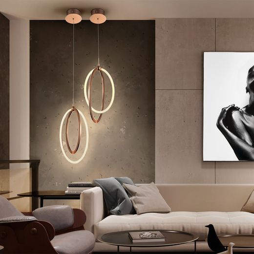Ocellis Rose Gold Led Μεταλλικό Φωτιστικό Οροφής, 21x12x40cm