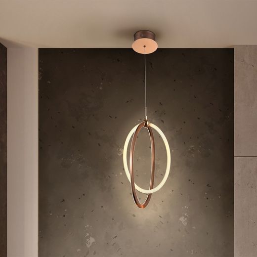 Ocellis Rose Gold Led Μεταλλικό Φωτιστικό Οροφής, 21x12x40cm
