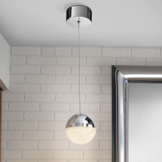 Μεταλλικό Φωτιστικό Οροφής Sphere Led Ασημί, Ø12x12cm