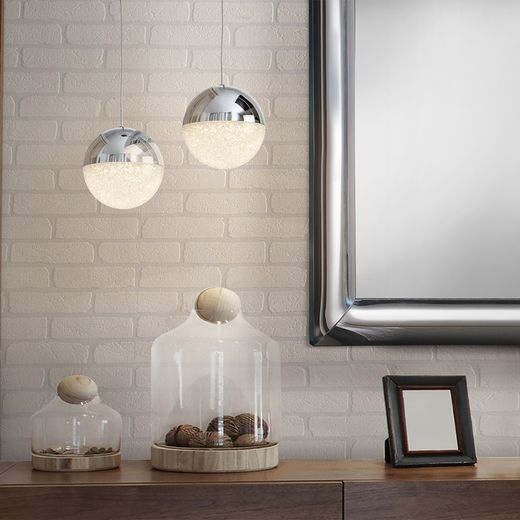 Μεταλλικό Φωτιστικό Οροφής Sphere Led Ασημί, Ø12x12cm