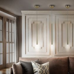 Plafonnier Led Métal Doré Varas, Ø8x50cm