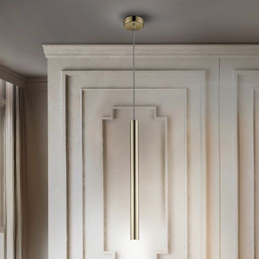 Plafonnier Led Métal Doré Varas, Ø8x50cm