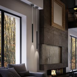 Led Metal Ceiling Lamp Varas Black, Ø8x50cm