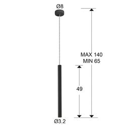 Led Metal Ceiling Lamp Varas Black, Ø8x50cm