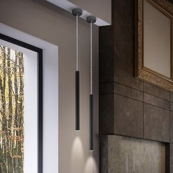 Led Metal Ceiling Lamp Varas Black, Ø8x50cm