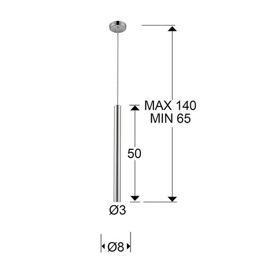 Plafonnier Led Métal Varas Argent, Ø8x50cm