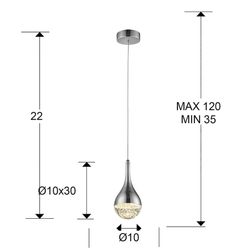 Plafonnier Elie Silver Led en métal et verre, Ø10x22cm