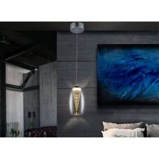 Nebula Mirrored Metal and Glass Led Ceiling Lamp, Ø11x18cm