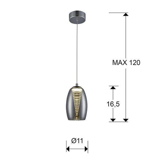 Nebula Mirrored Metal and Glass Led Ceiling Lamp, Ø11x18cm