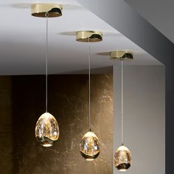 Plafonnier Led en Métal et Verre Rosée Or, Ø12x14cm