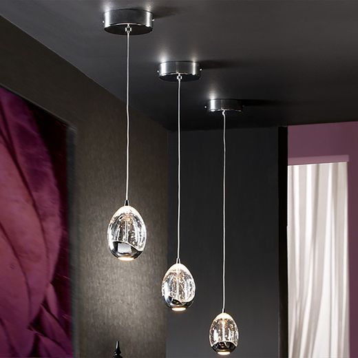 Led-plafondlamp metaal en kristal dauwzilver, Ø12x14cm