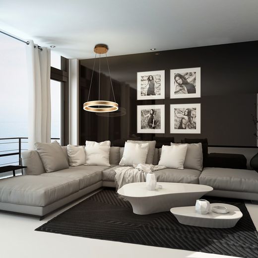 Lampa sufitowa Helia Golden Led metal i złoty liść, Ø50x6cm