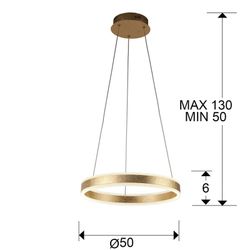Lampa sufitowa Helia Golden Led metal i złoty liść, Ø50x6cm
