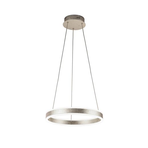 Lámpara de techo led de metal y pan de plata helia plateado, Ø 50 x 6 cm | Helia