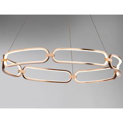 Metalen Led Plafondlamp L Colette Rosé Goud, Ø80x10cm