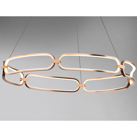 Metalen Led Plafondlamp L Colette Rosé Goud, Ø80x10cm