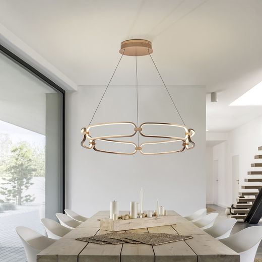 Metal Led Ceiling Lamp L Colette Rose Gold, Ø80x10cm