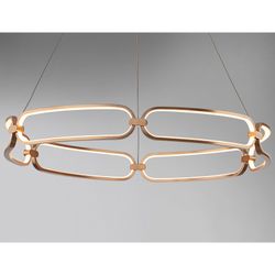 Metalen Led Plafondlamp L Colette Rosé Goud, Ø80x10cm