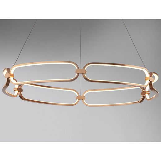 Metalen Led Plafondlamp L Colette Rosé Goud, Ø80x10cm
