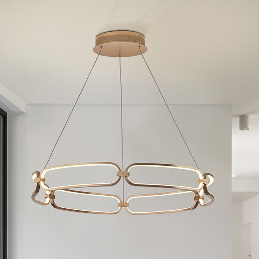 Metal Led Ceiling Lamp L Colette Rose Gold, Ø80x10cm